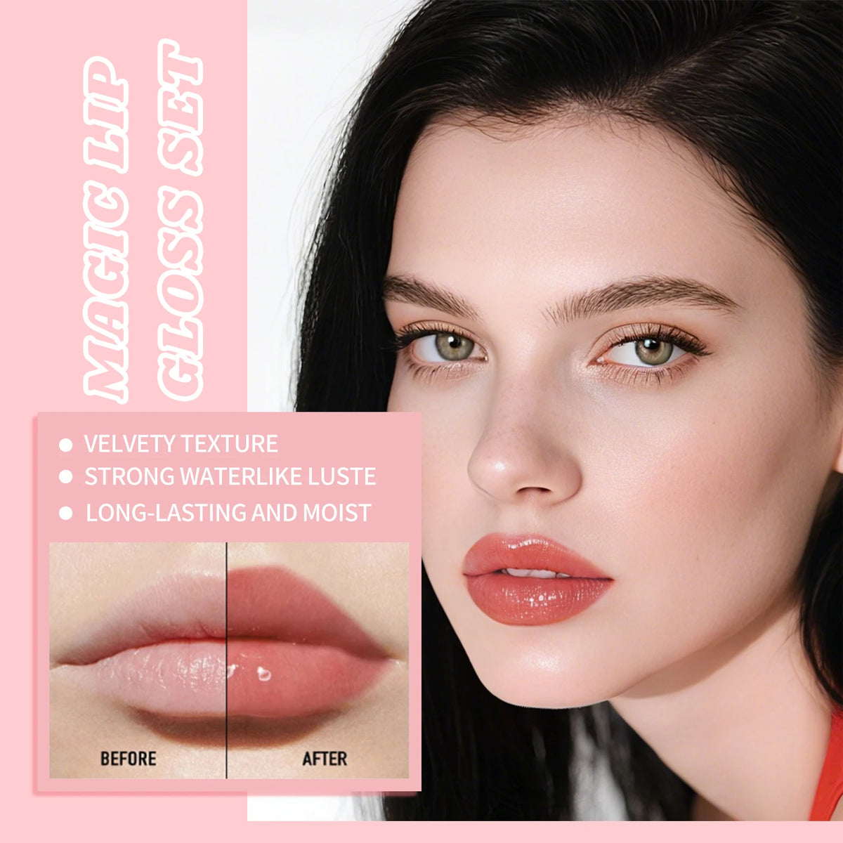 6 pcs Fine Sparkling Lip Gloss Set - Easy to Color, Non-Stick, Non-Fading, Moisturizing & Shiny Lip Gloss Set, a Gift for Ladies