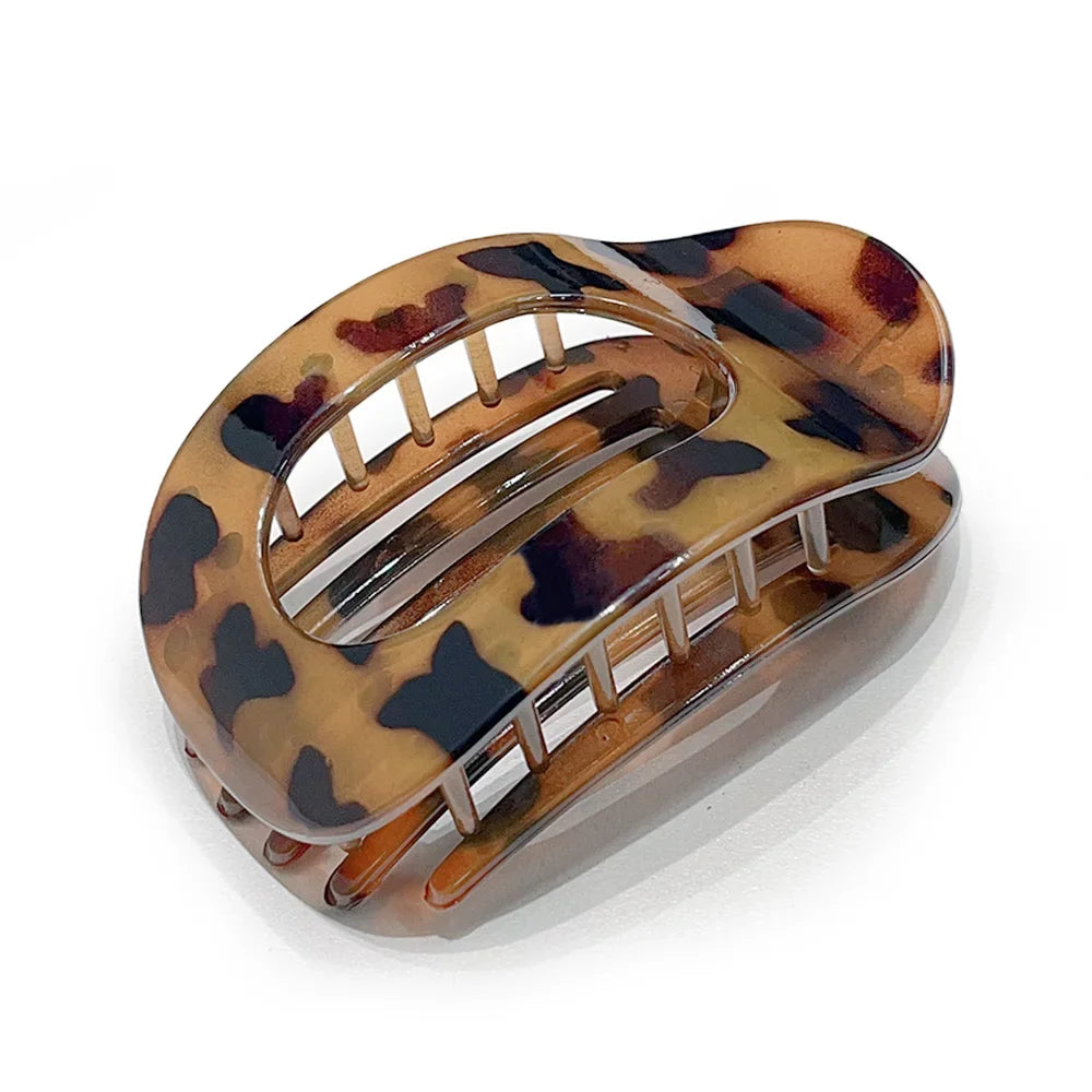 Leopard Matte Oval Hair Claw Clip for Women Fashion Curved Flat Acrylic Barrettes Styling Hair Accessories