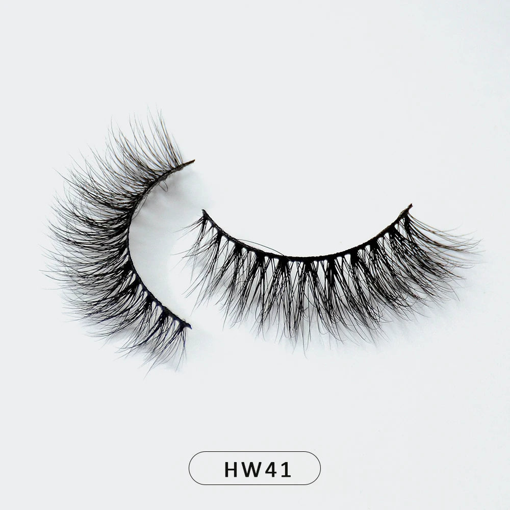 HZJY Dropshipping 10-15mm 3D Real Mink Handmade Crossing Lashes Individual Strip Thick Lash Fake Eyelashes with free paper boxes