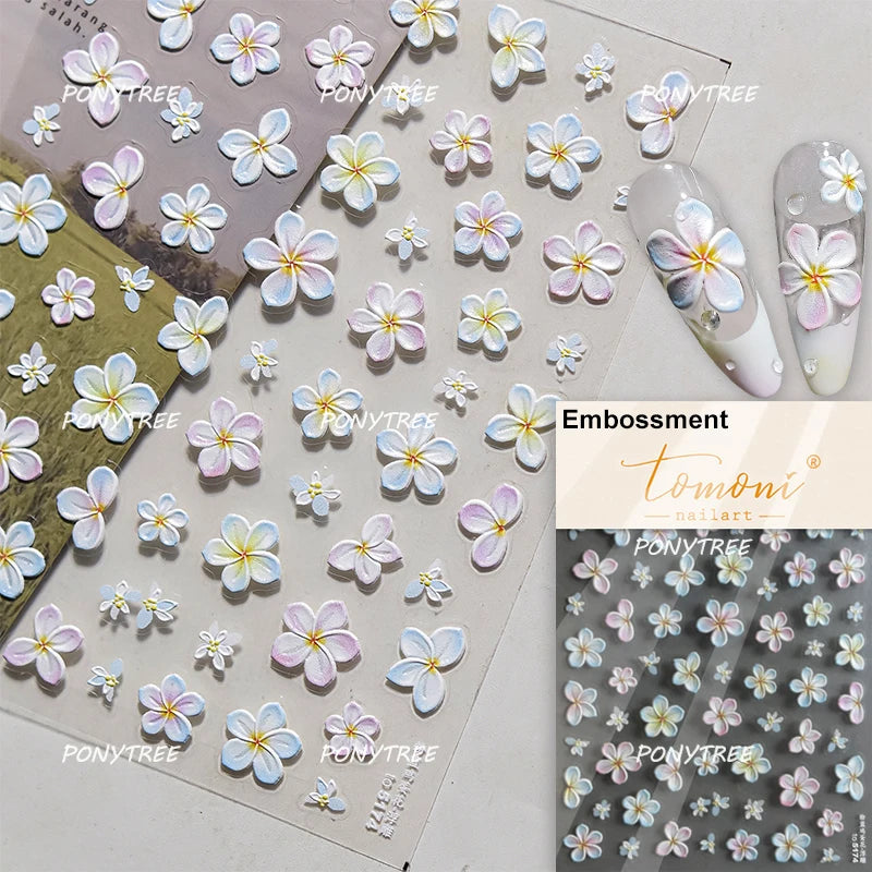 Elegant Pink Purple Flower Rose Colourful Gentle Petal Peach Blossom Metal Shiny Self Nail Art Sticker Decoration Manicure Decal
