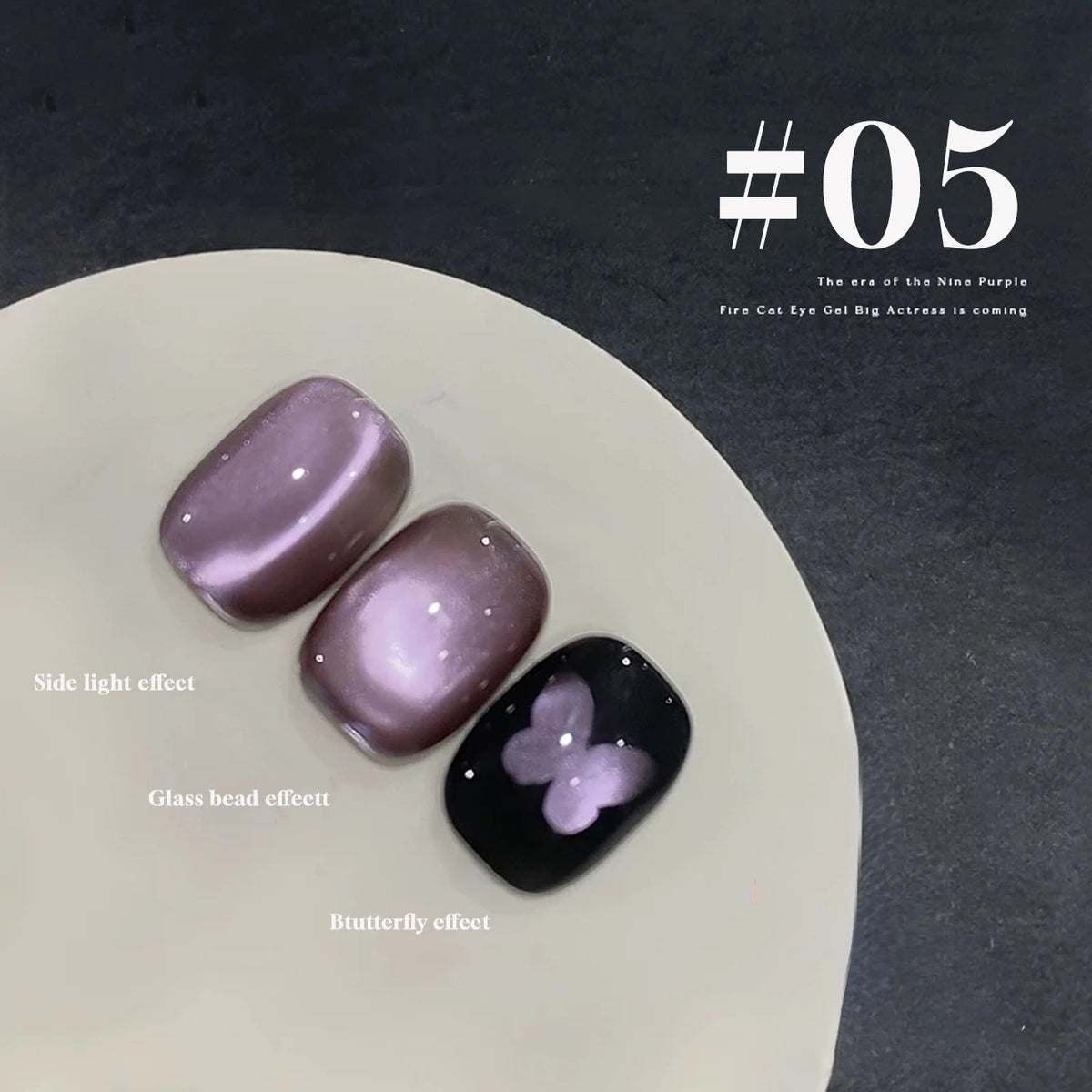 MIANEL 10ML Water-gloss Purple Cat Magnetic Gel Nail Polish 2026 New Clear Purple Glass Beads Cat Eye Nail Polish 1-6pcs