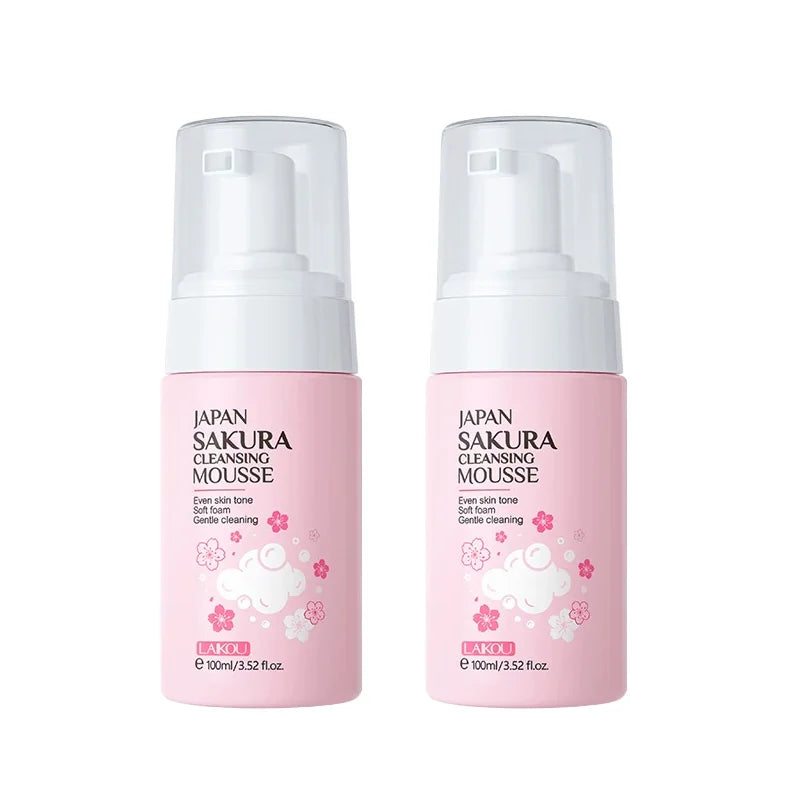 LAlKOU Sakura Gentle Care Facial Mousse Face Wash Foam Facial Cleanser Moisturizing Brightening Hydrating Face Cleansing Skin
