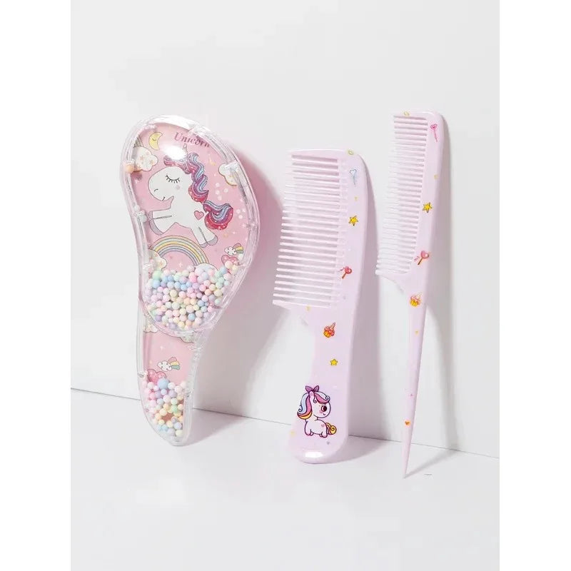 3pcs cartoon Comb Set, Wet and Dry Dual-Use, Hair Styling, Suitable for Any Hair Texture, Gift Set, Special for Real Hair Wigs