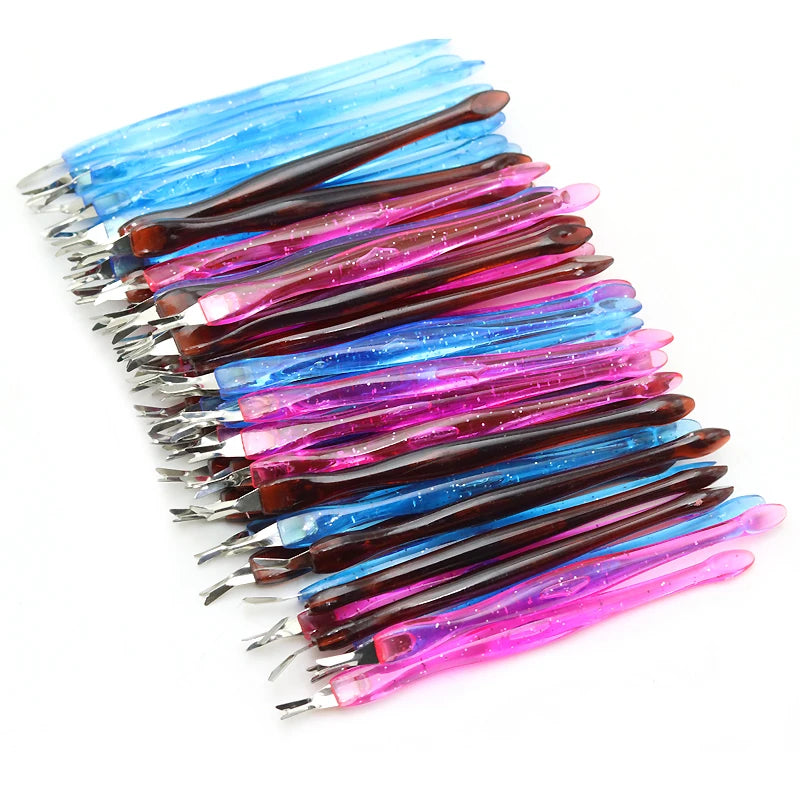 50/100 Pcs/Bag Scrape Dead Skin Push Fork Pedicure Nails Tools Cuticle Remover  V-shaped Sharp Trim Barbs and Exfoliate Manicure