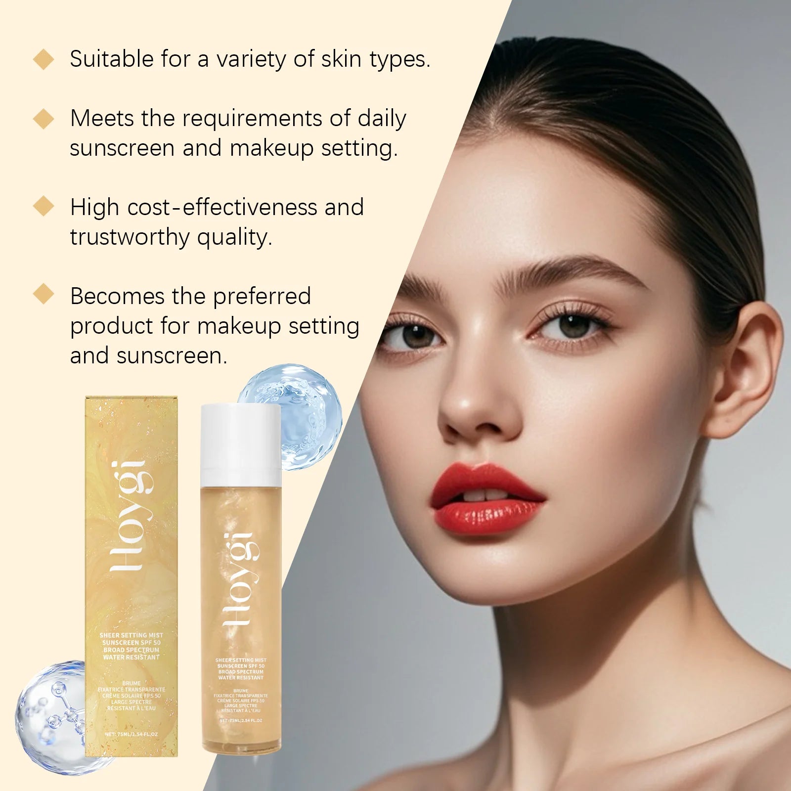 Spf 50+ Makeup Setting Spray Oil Control Natural Refreshing Waterproof Lasting Makeup Fixer Sun Protection Face Mist Cosmetics