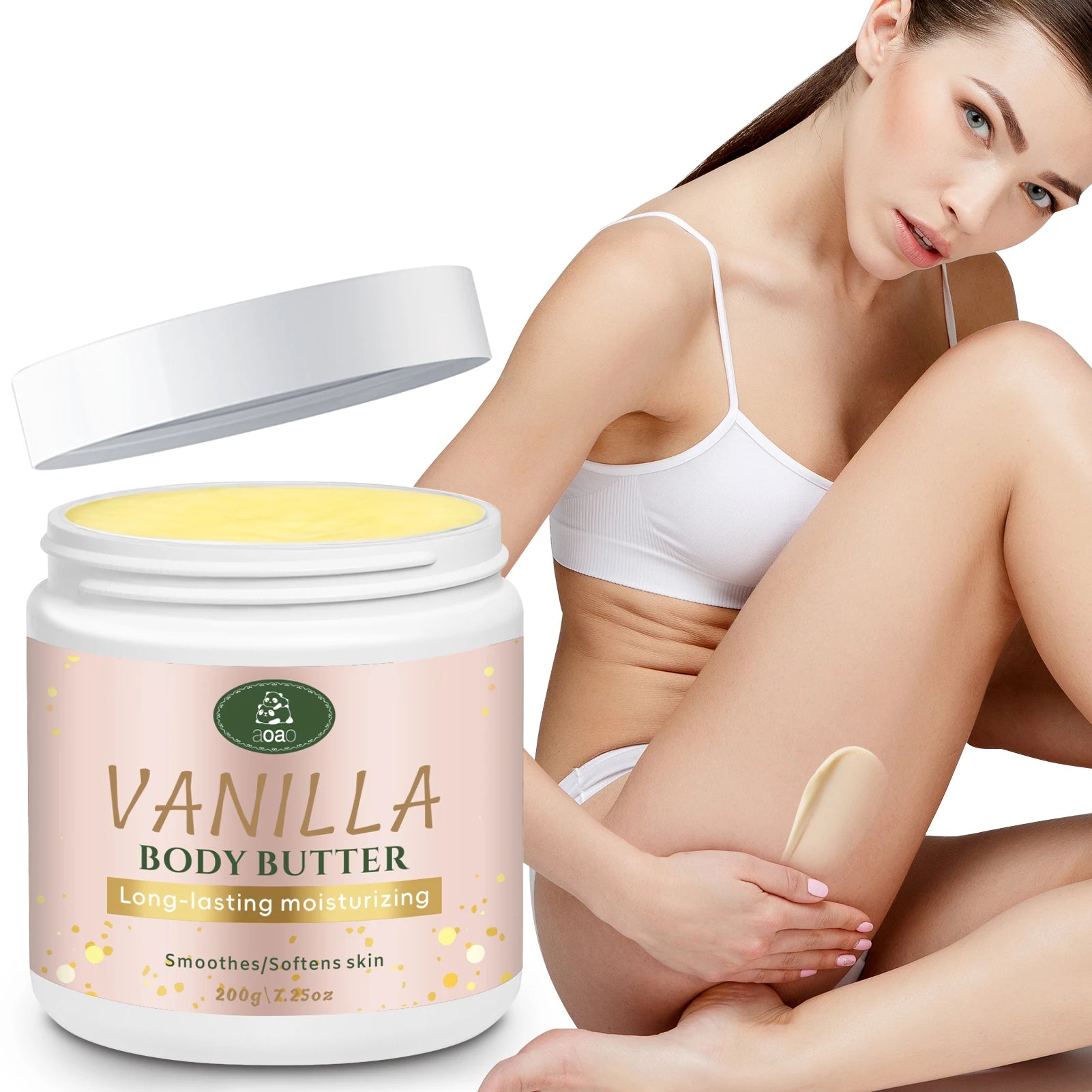 Vanilla Body Butter with Coconut and Shea Oil Nourishes Dry Skin, Moisturizing Cream for Deep Hydration.