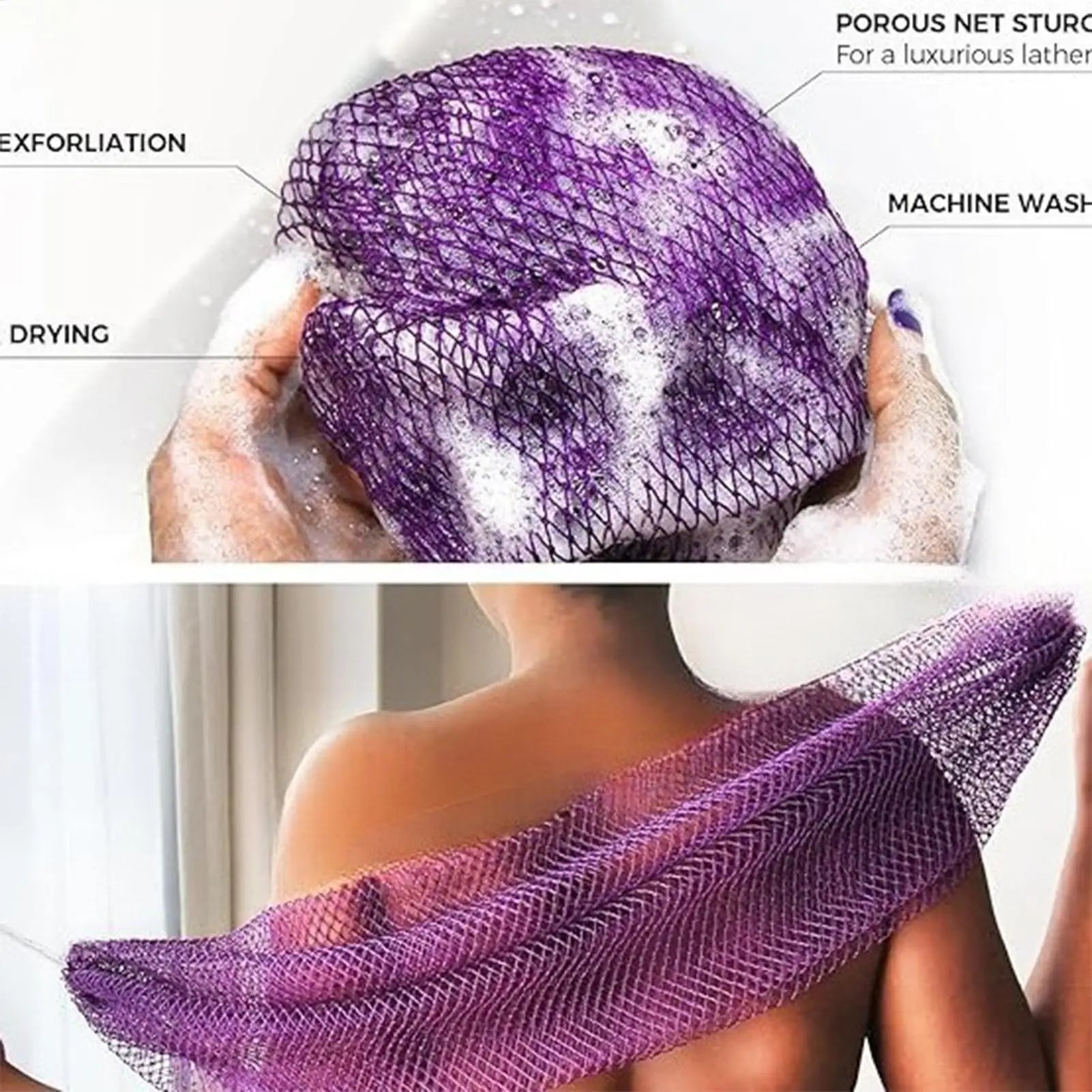 1pc African Net Bath Sponge Exfoliating Washcloth Double Side Loofah Towel Back Shower Scrubber Body Bathroom Accessories