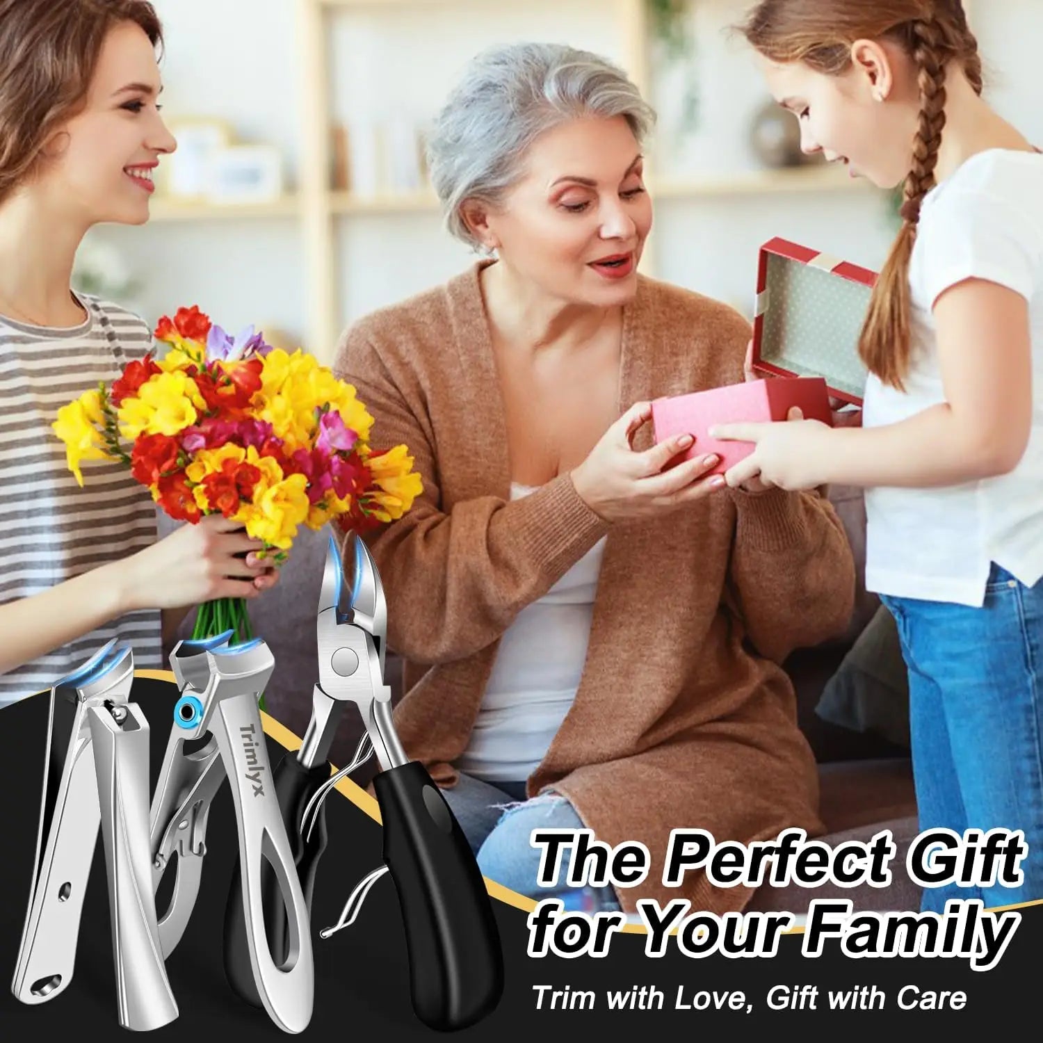 5PCS Heavy Duty Toenail Clippers Kit for Thick Toenails Toe Ingrown Nail Clippers for Seniors Men Large Slanted Nail Clipper Set