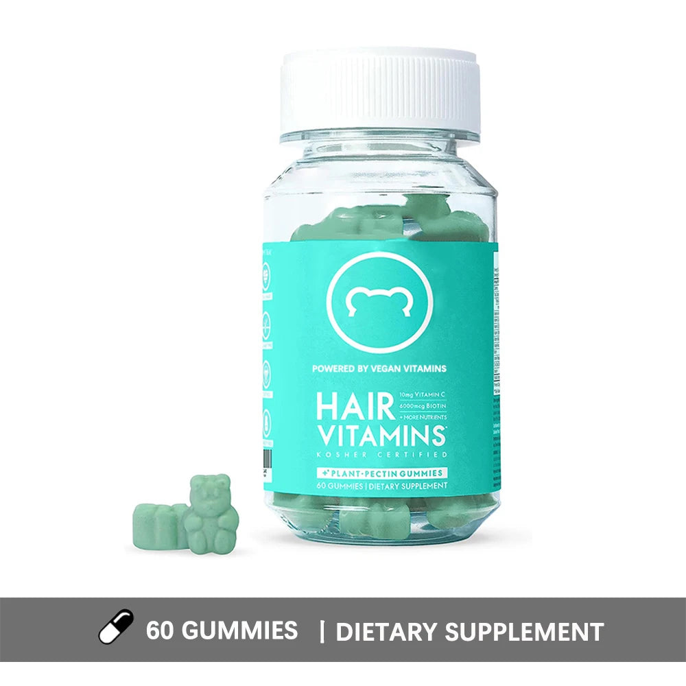Premium Vegan Hair Vitamins Supplement - Hair, Skins & Nails Collagen & Biotin Gummies, Hair Growth Fast Gummy for Men & Women