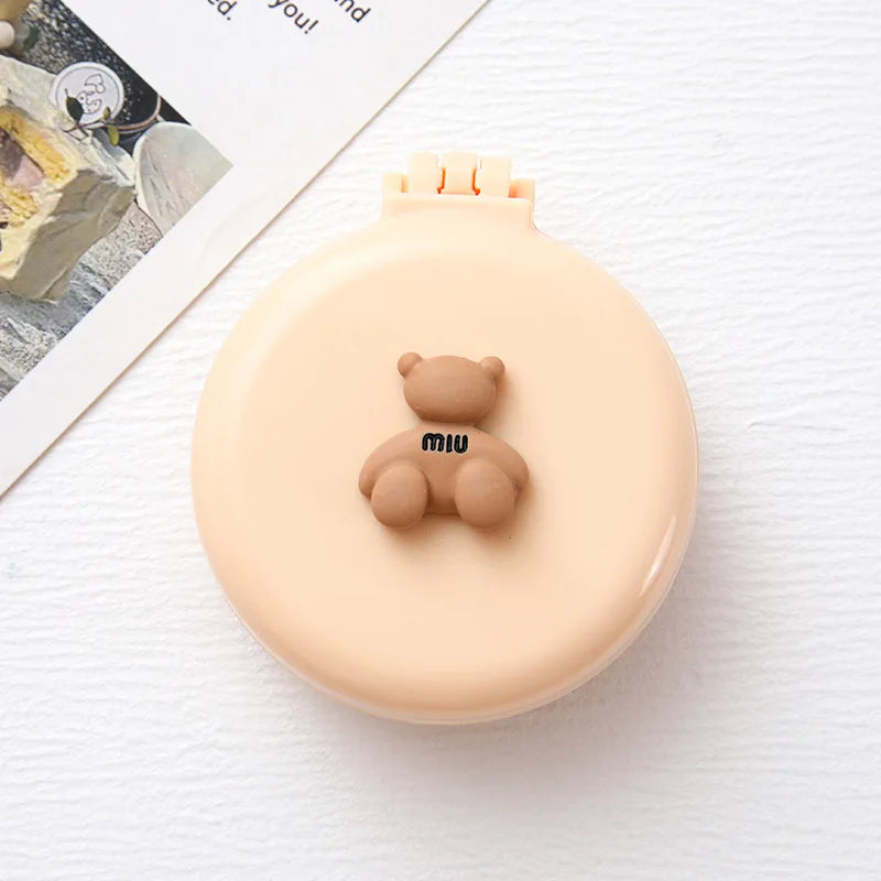 Cute Cartoon Little Bear Folding Comb For Little Girls Portable Mini Air Cushion Comb Massage Small Comb Mirror Integrated