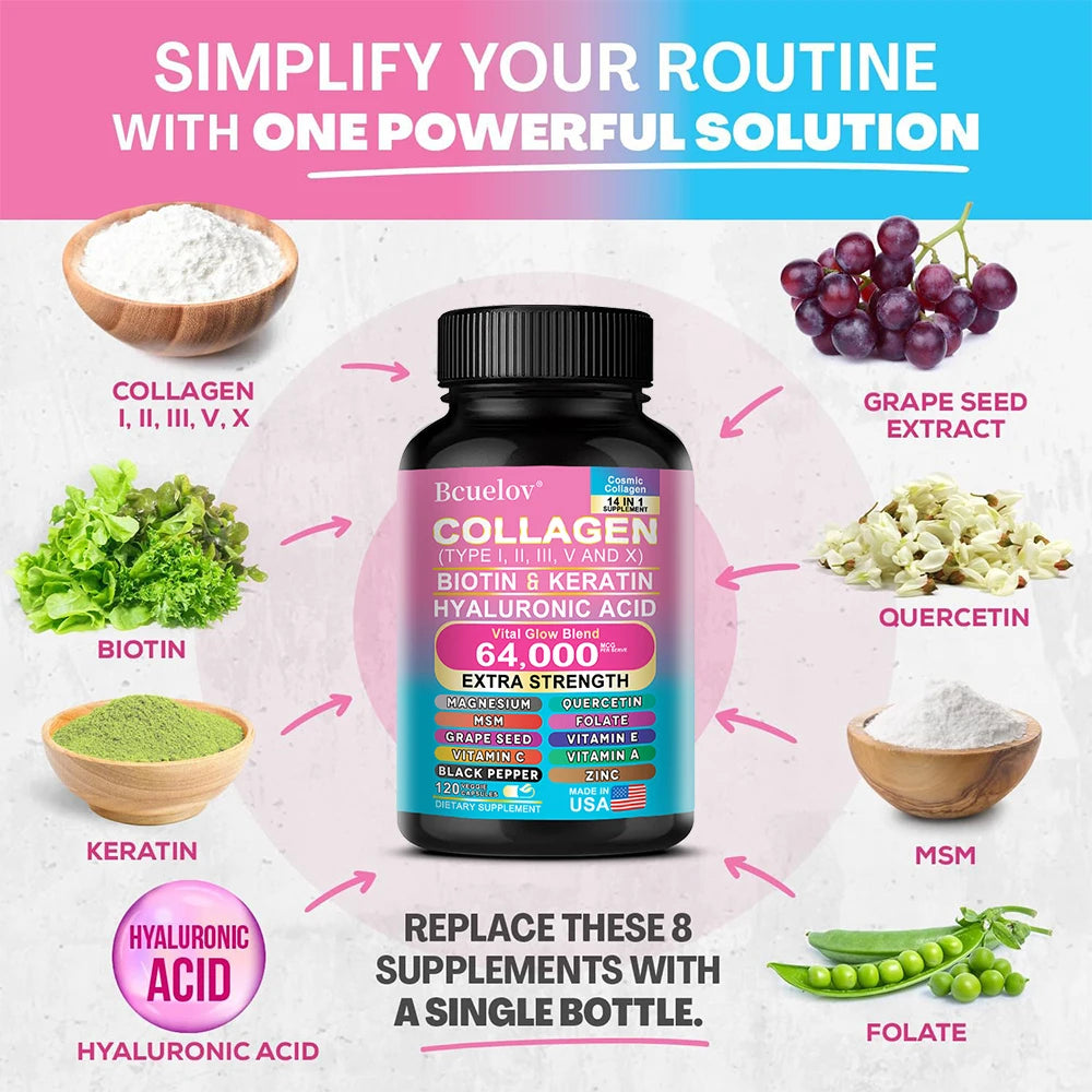 Collagen Peptide Supplement, Anti-Aging, Youthful Glow, Skin Elasticity, Strong Joints, Healthy Hair Growth, Healthy Nails
