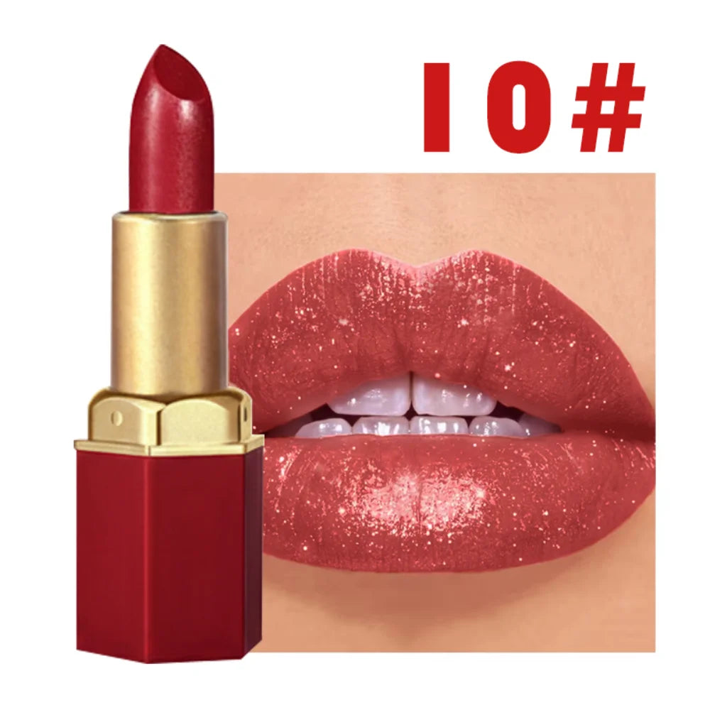 CHOOSE RASME 6-Color Chocolate Bar Lipstick Makeup Pearls Not Easy to Peel off Matte Waterproof Lipgloss