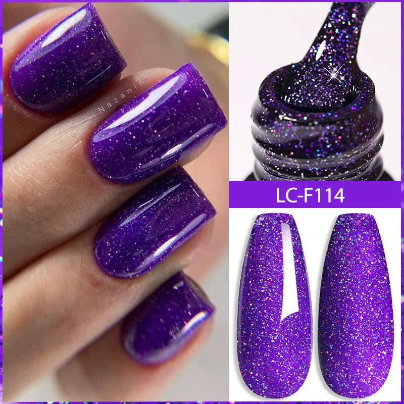 LILYCUTE 7ml Champagne Rose Gold Glitter Gel Nail Polish Colorful Sparking Long Lasting Manicure Soak Off Nails Art Gel Varnish
