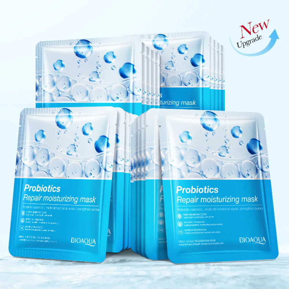 10 Pcs BIOAOUA Probiotic Repair Facial Mask Moisturizing Delicate Skin Facial Mask Sheet for Acne Removal & Depth Replenishment