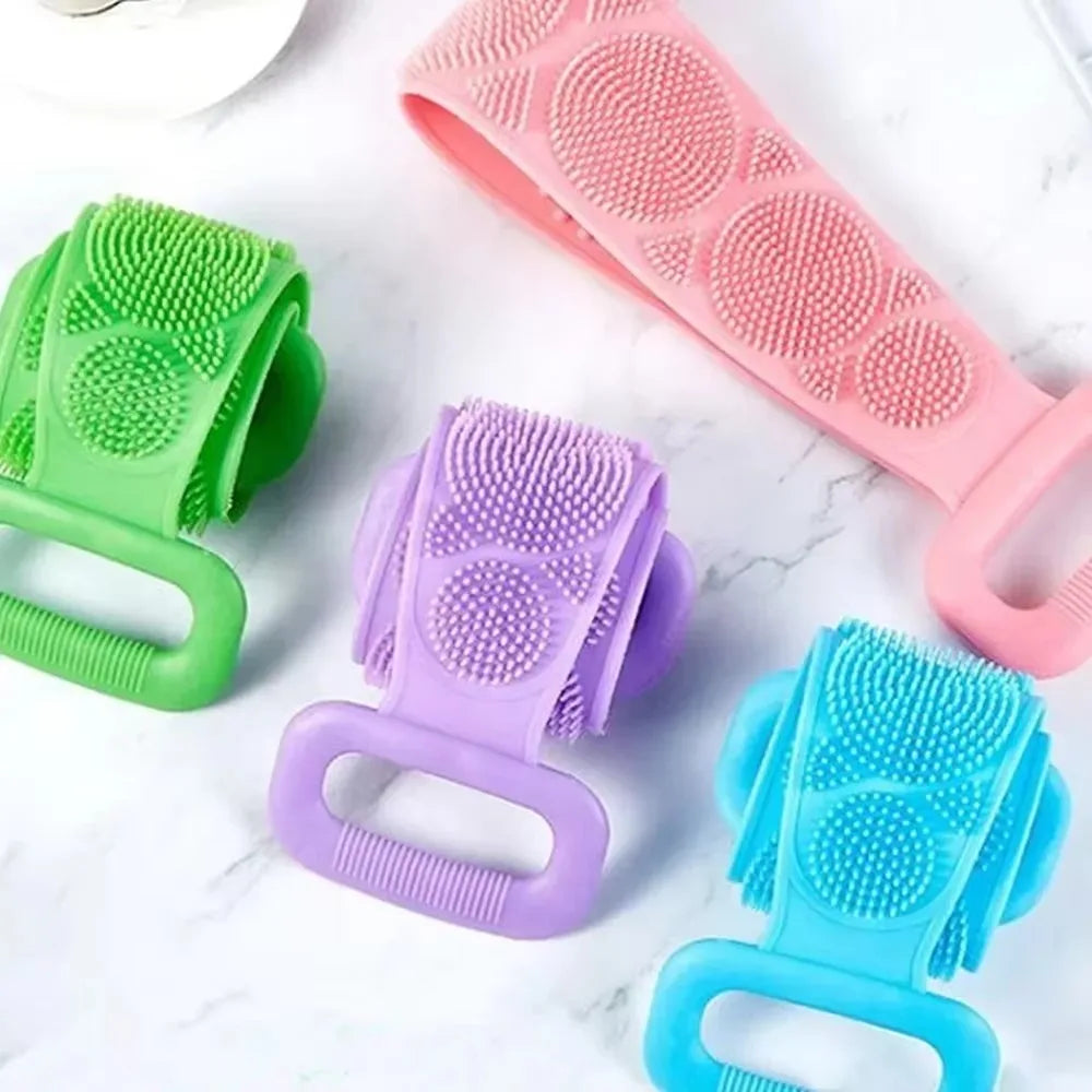 1pc Body Sponge Silicone Body Scrubber Brushes Bath Towels Scrubber Rubbing Back Peeling Skin Clean Massage Shower Belt Extended