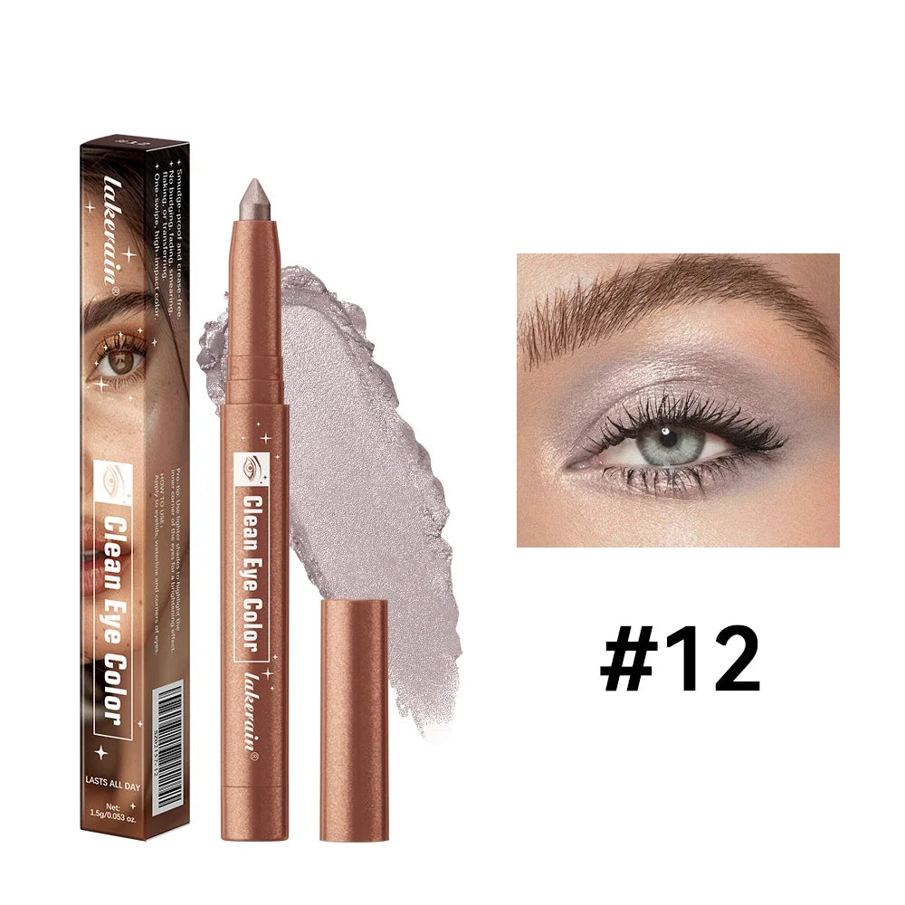 12 Colors Waterproof Eyeshadow Sticks Long Lasting High Pigmented Shimmer Glitter And Matte Eyeshadow Pencil Makeup