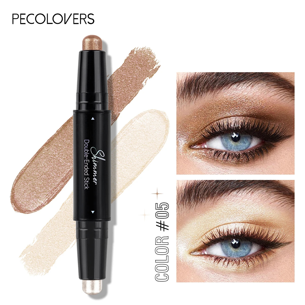 Shimmer Brown Double Head Eyeshadow Stick Colorful High Waterproof Cream Eyes Shadow Pencil Long Lasting Makeup Cosmetic