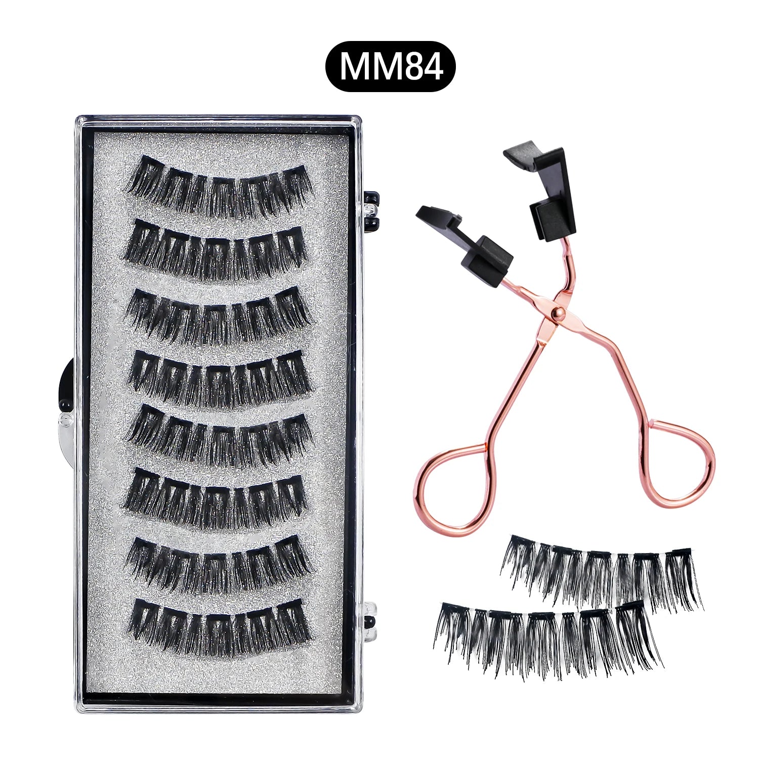 8Pcs Magnetic Eyelashes No Glue Needed Magnetic False Eyelashes with Applicator Reusable Thick Natural Effect 5 Magnets Lashes