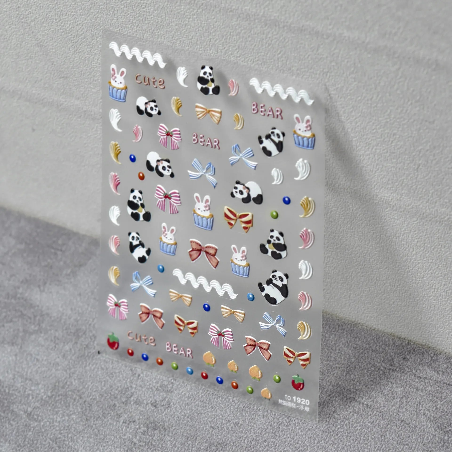 1pcs 5D Embossed Chinese Bamboo Panda Design Nail Art Kawaii Stickers Self-adhesive Transfer Nail Decorations Slider Decals DIY