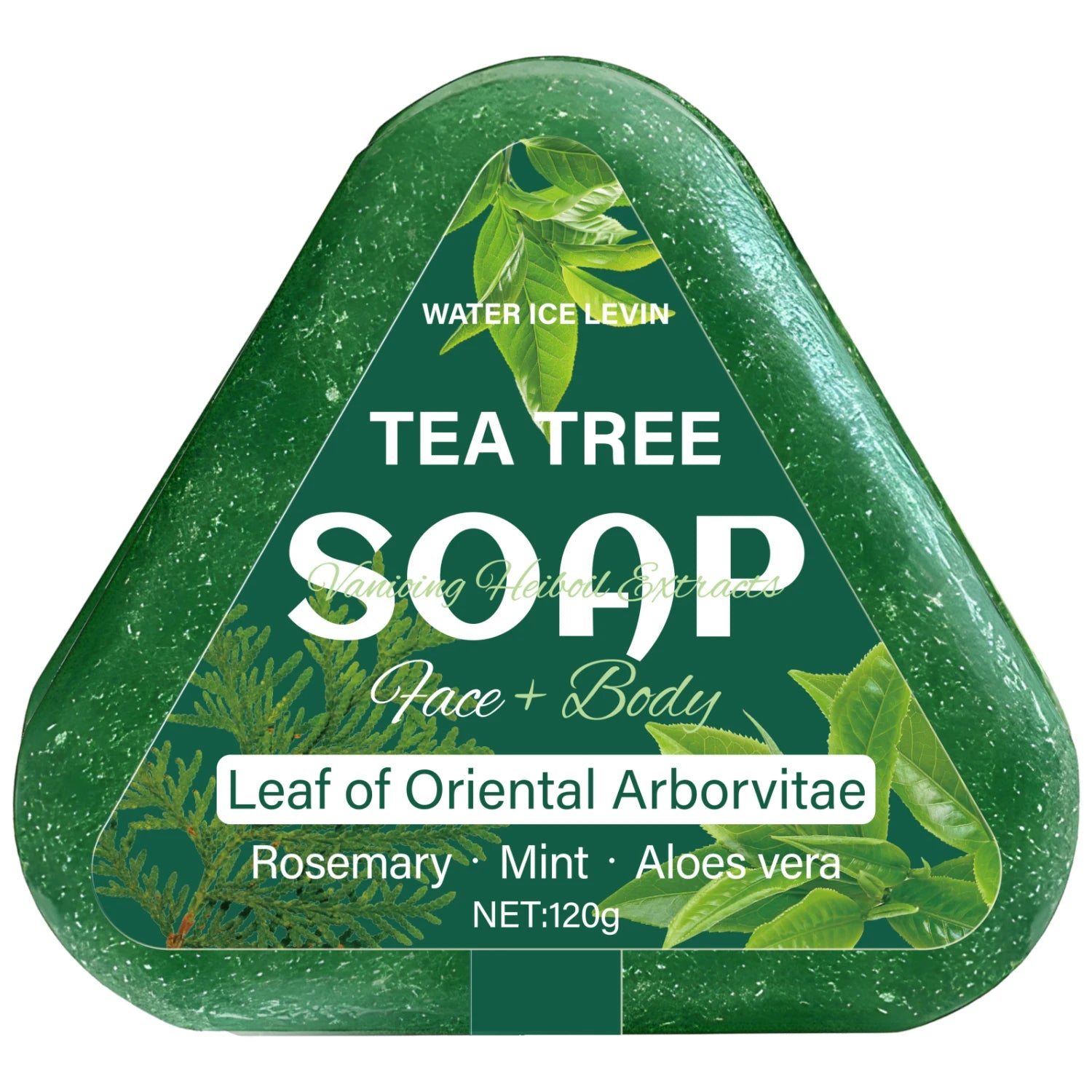 Tea Tree Soap (Face+Body): Oriental Arborvitae Leaf, Rosemary/Mint/Aloe, Gently Hydrates All Hair Types