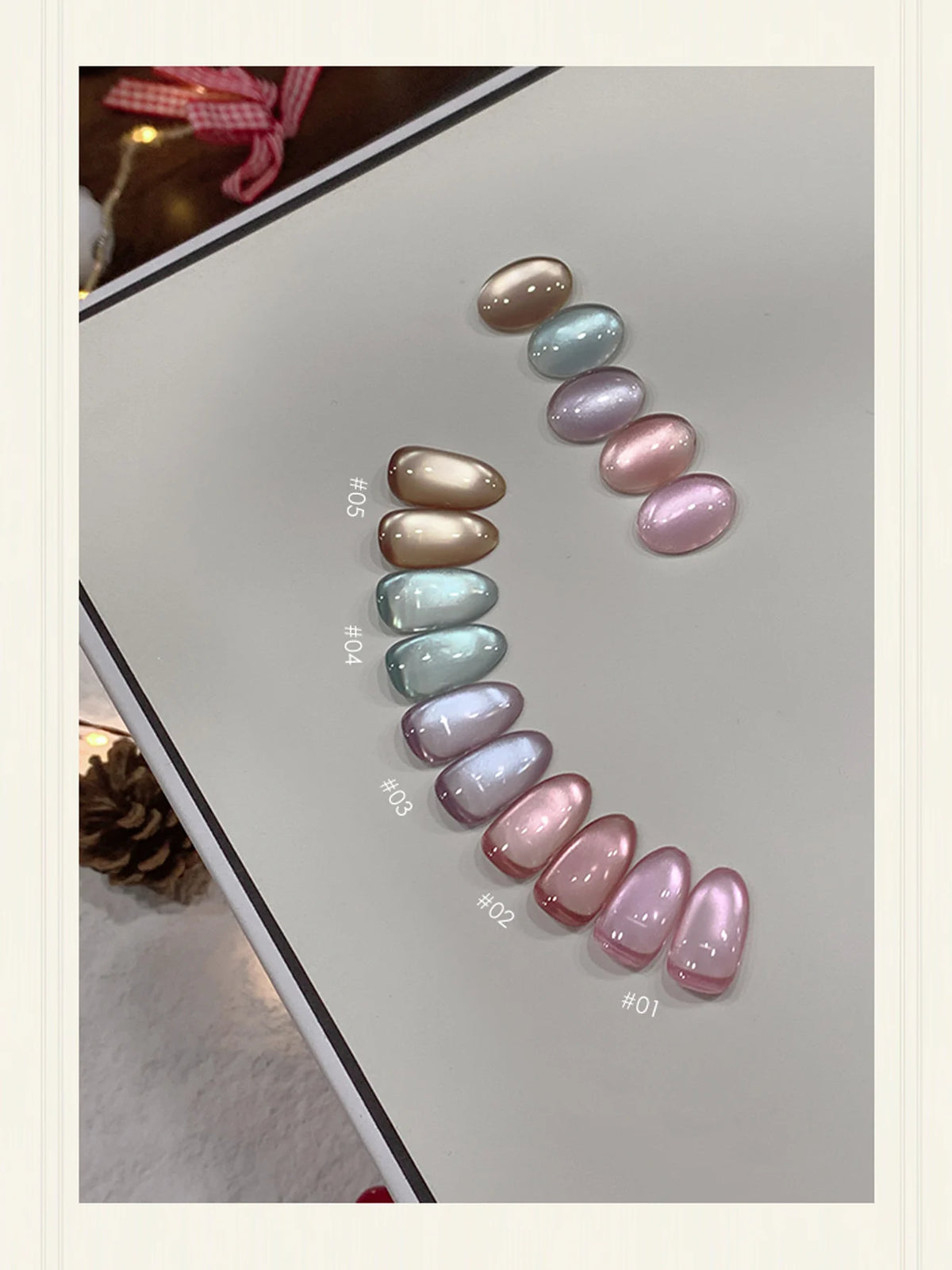 1Pc/6Pc 12g Colorful Transparent Glass Bead Cat Eye Gel Polish Set, Soak Off UV Semi Permanent Magnetic LED Gel Varnish