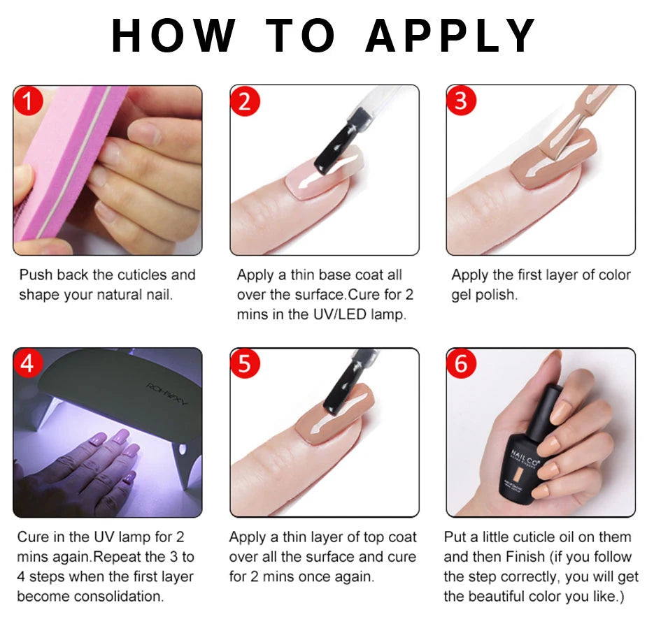 NailCO Pink Colors HEMA FREE Gel Nail Polish Nail Art Vernis Semi Permanent UV Lamp Gel Manicure for Nails Supplies Gel Polish