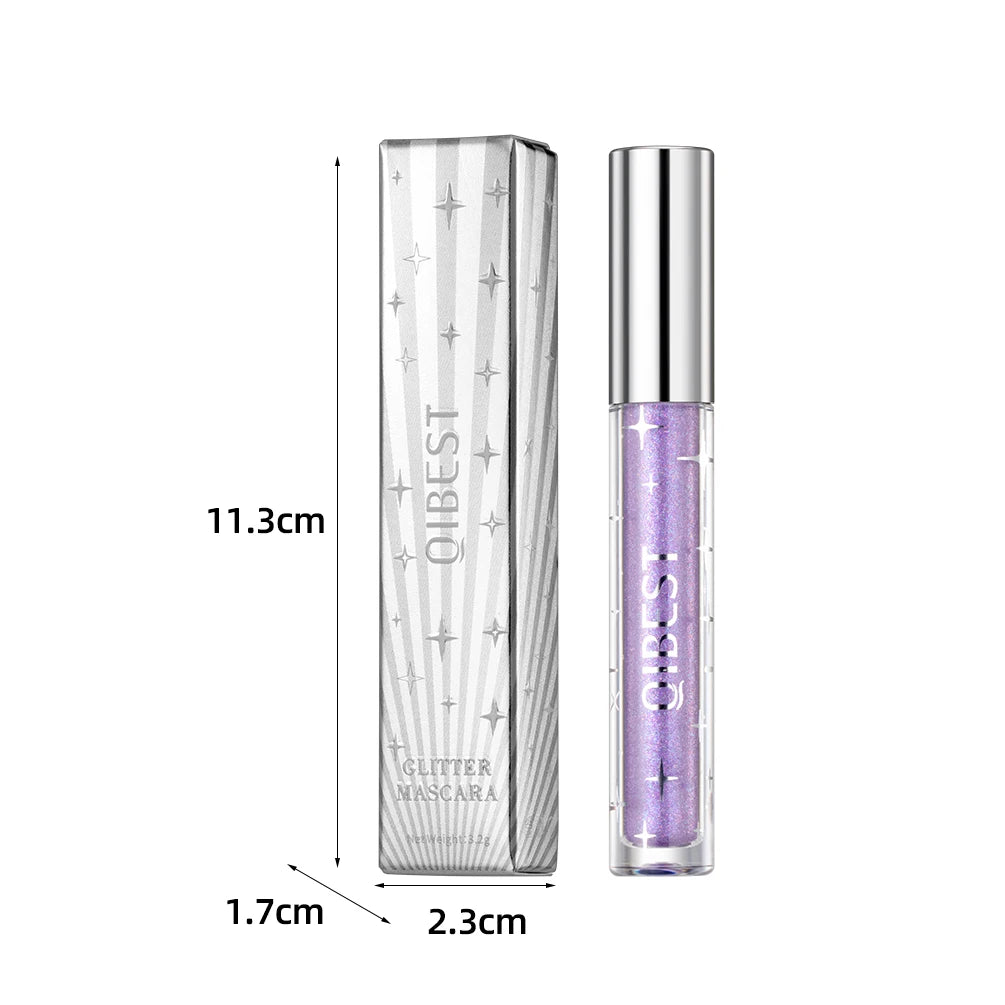 QIBEST Silver Diamond Glitter Mascara Lasting Makeup 3D Volume Eyelashes Shimmer Curling Gold Purple Mascara Eyelash Cosmetics