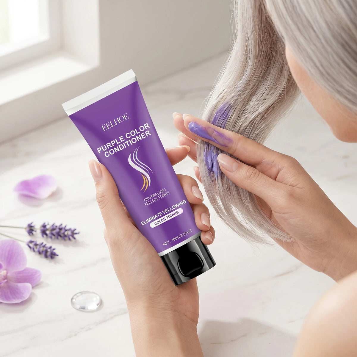 EELHOE Purple Shampoo Removing Yellowing Moisturizing Anti-Fading Hairs After Bleach Repair Dry Color Correcting Hairs Mask Set