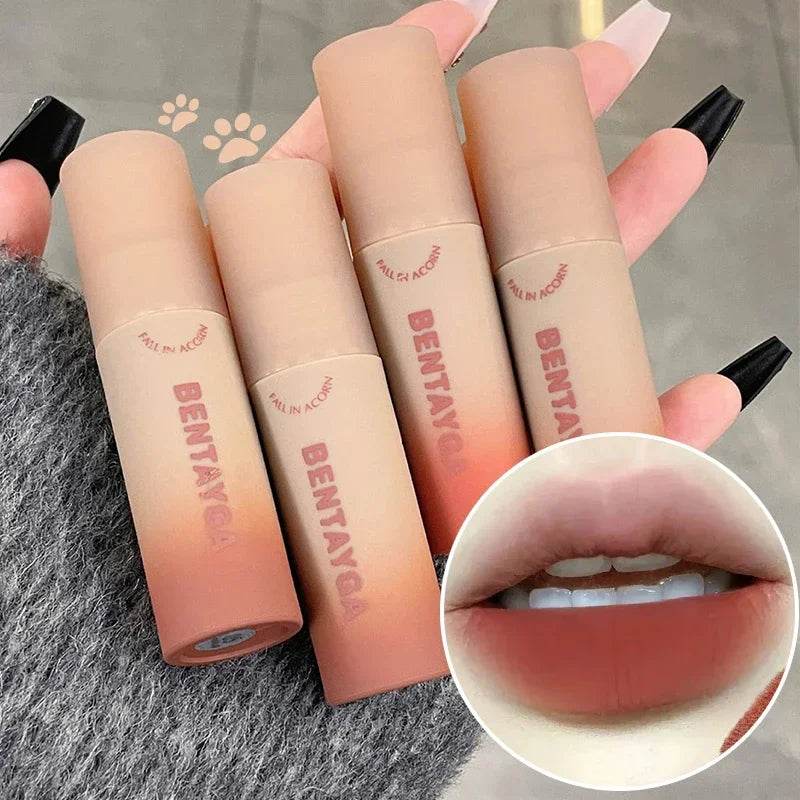 Matte Nude Red Lip Gloss 6Colors Long Lasting Velvet Red Brown Non-stick Cup Lip Mud Pink Liquid Lipstick Korean Makeup Cosmetic