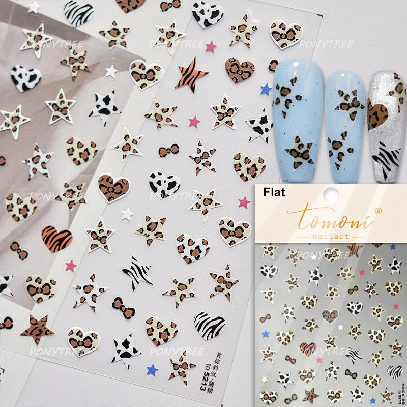 Geometric Lines Star Love Heart Chain Silver Gold Lava Letter Flower Growth Ring Number 5D DIY Nail Art Stickers Manicure Decals