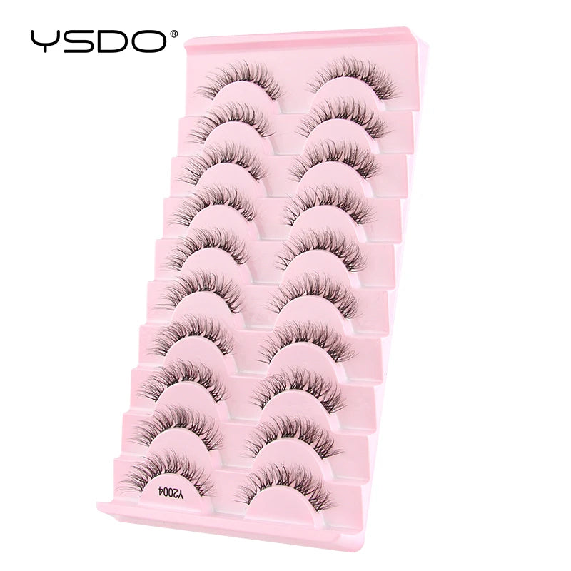 YSDO False Lashes 5/10 Pairs Half Lashes Natural Long Cat Eye Lashes 3D Mink Eyelashes Full Strip Lashes Extension Makeup Tools