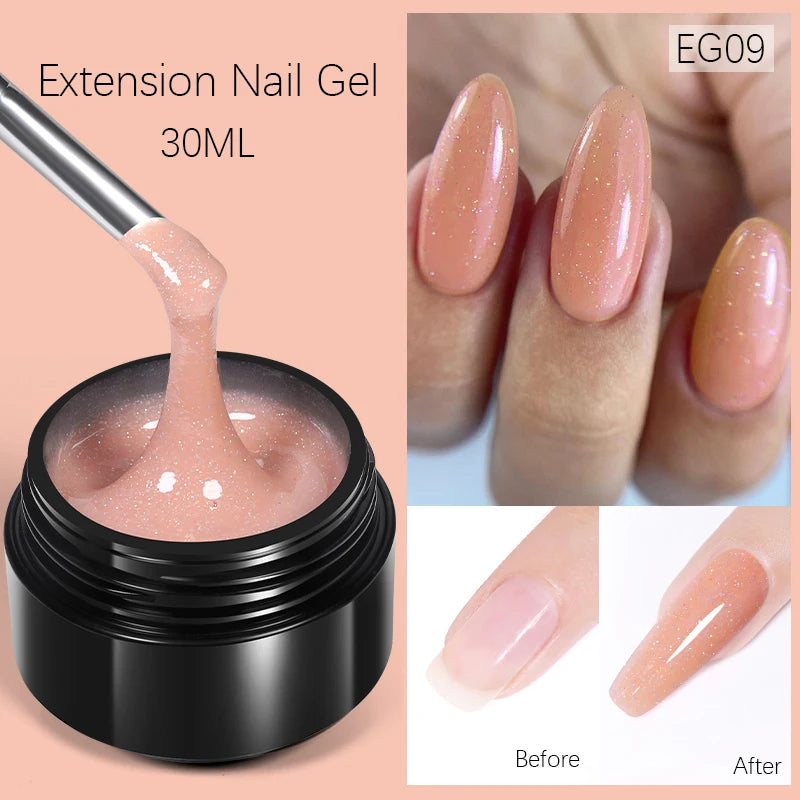 BORN PRETTY 30ml Nail Extension Gel Glitter Soak Off Nail Acrylic Crystal Building UV Gel for Nails Quick Extension Manicure