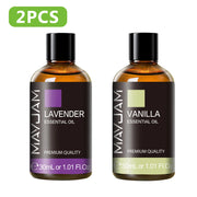 MAYJAM 2 Bottles Essential Oils 30ml Lavender Bergamot Vanilla Peppermint Scents for Diffuser Aromatherapy Candles Soap Making