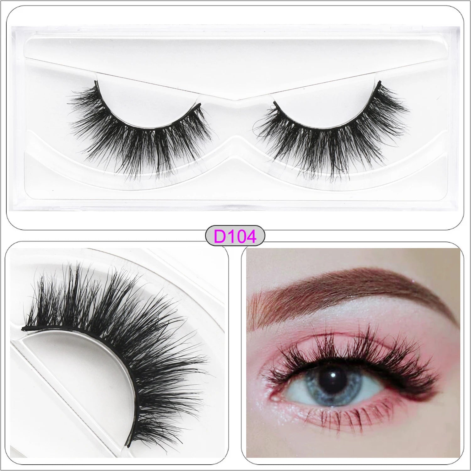 Mink Fake Eyelashes 3D Mink Lashes Natural Long False Eyelash Cruelty-free Mink Hair Fluttery False Lashes Makeup D101 Lash Gift