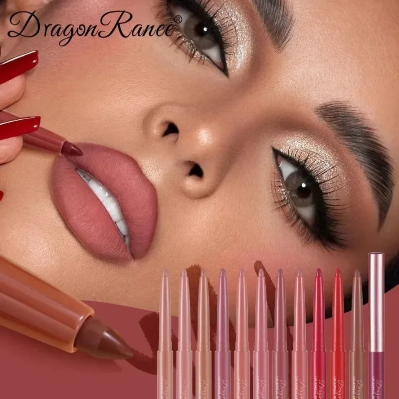 12 Colors Lip Liner Lipstick Pen Long-Lasting Waterproof Sweatproof Lip Contouring Pen Matte Velvet Non-fading Color Lips Makeup