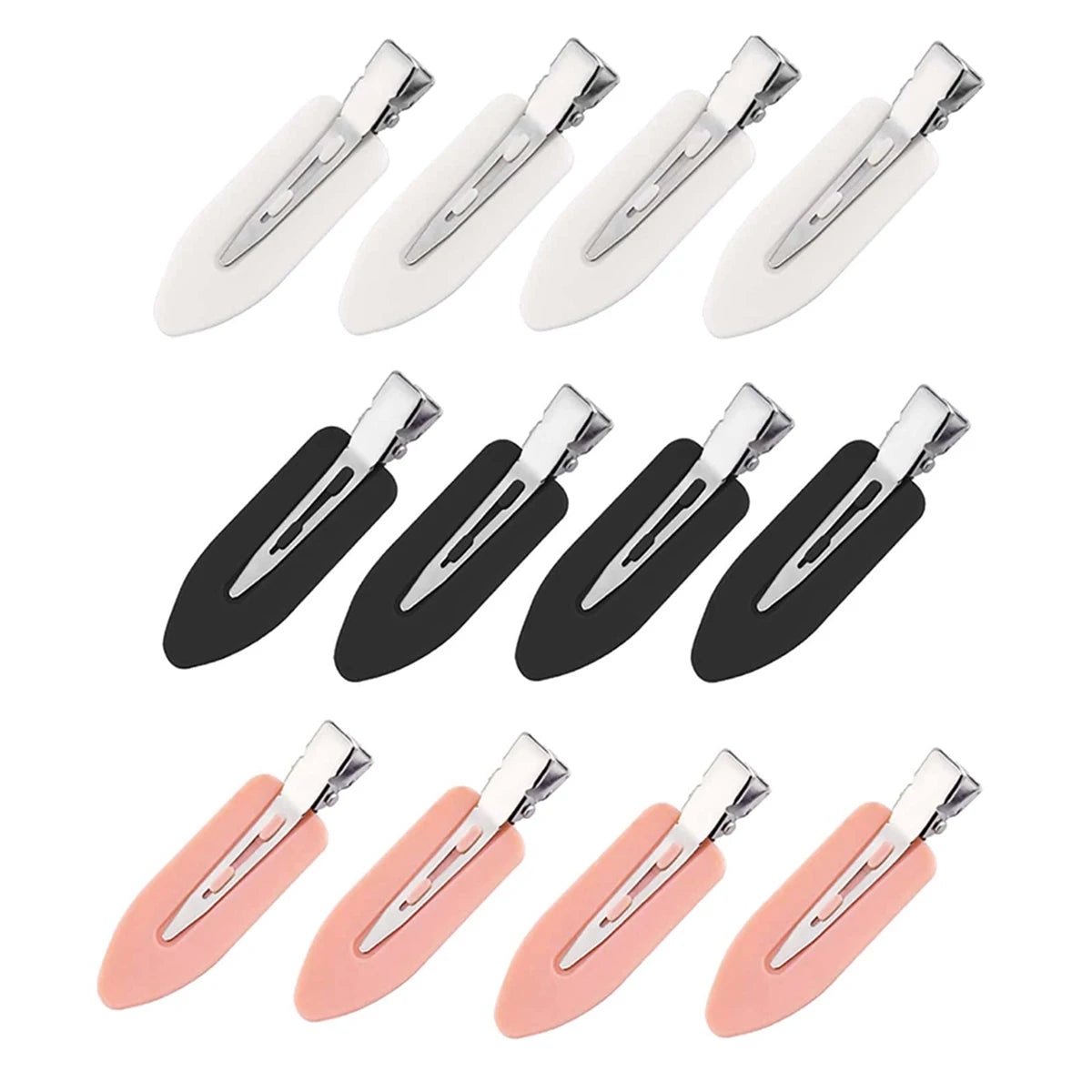 12pcs Black And White Pink Simple And Fashionable Women's Seamless Bangs Hair Clips Makeup Seamless Hair Clips Side Clips Suitab