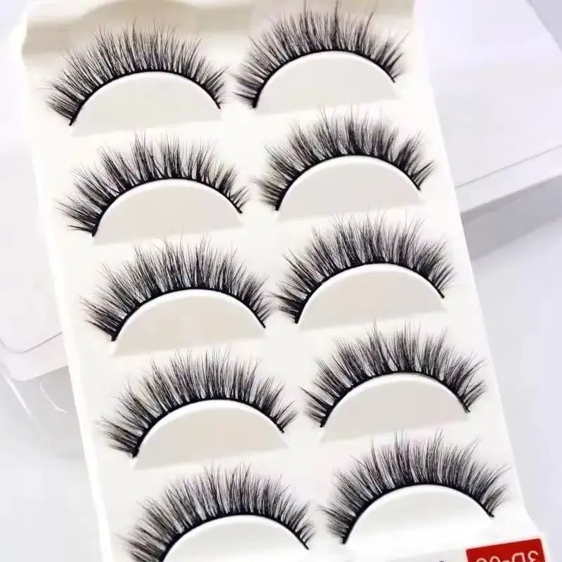 HBZGTLAD 5Pairs 3D Handmade Fake Eyelashes Natural Long Thick Daily Makeup Thick Cross Eyelashes Eye Lashes