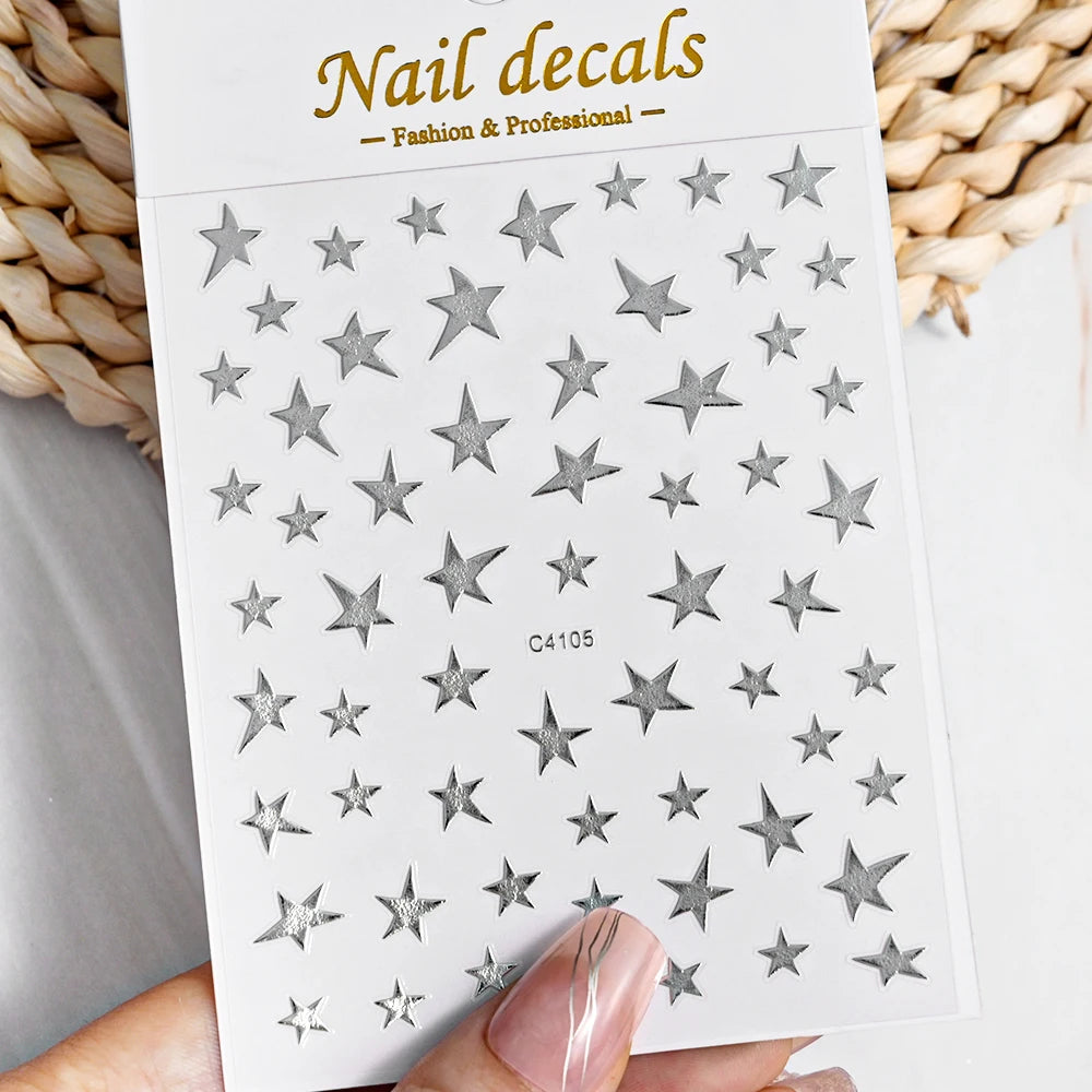 1pcs Star-Themed Nail Art Stickers 3D Self-Adhesive Plastic Decals With Glitter Finish Anime Rectangle Shape Ideal For DIY Nails