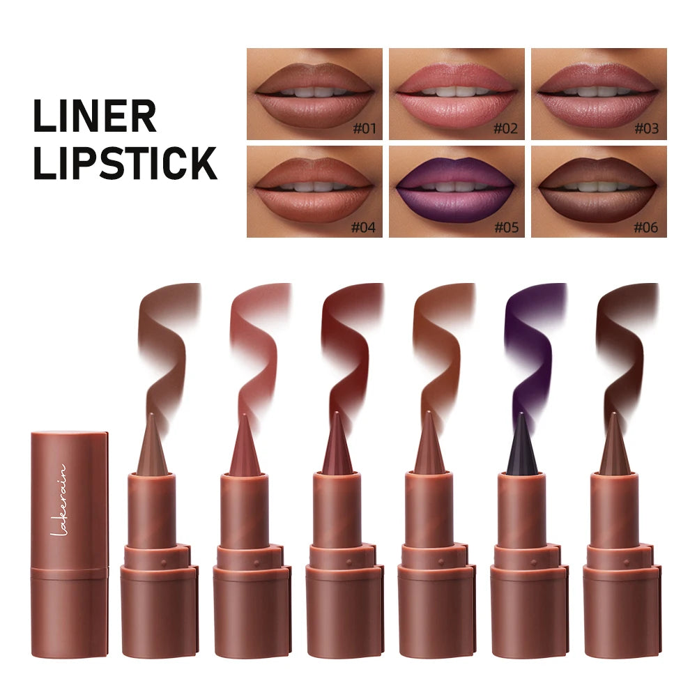 Lakerain Lip Liner Matte Black Brown Velvet Lipstick Waterproof Non Sticky Contouring Tint Lipliner Crayon Lip Makeup