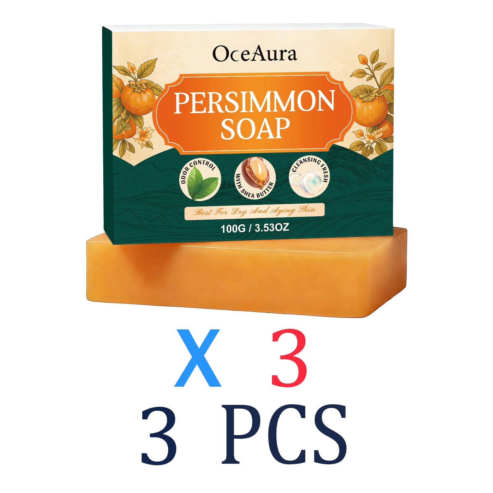 Gentle Cleaning Persimmon Soap Moisturizing Without Greasiness Nourishing Shea Butter Body Care Deep Hydration Lock Skin Care
