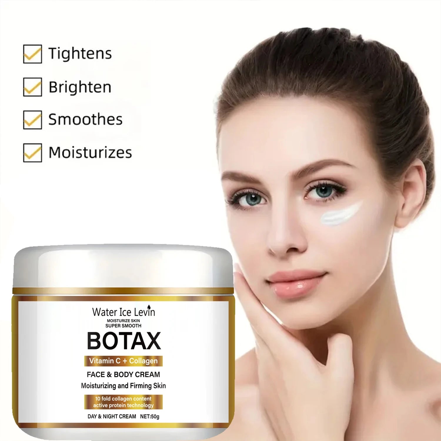 Niacinamide Collagen Cream, Firming Facial Moisturizing Cream, Day and Night Use, Containing Vitamin C, Moisturizing and Nourishing Sensitive Skin