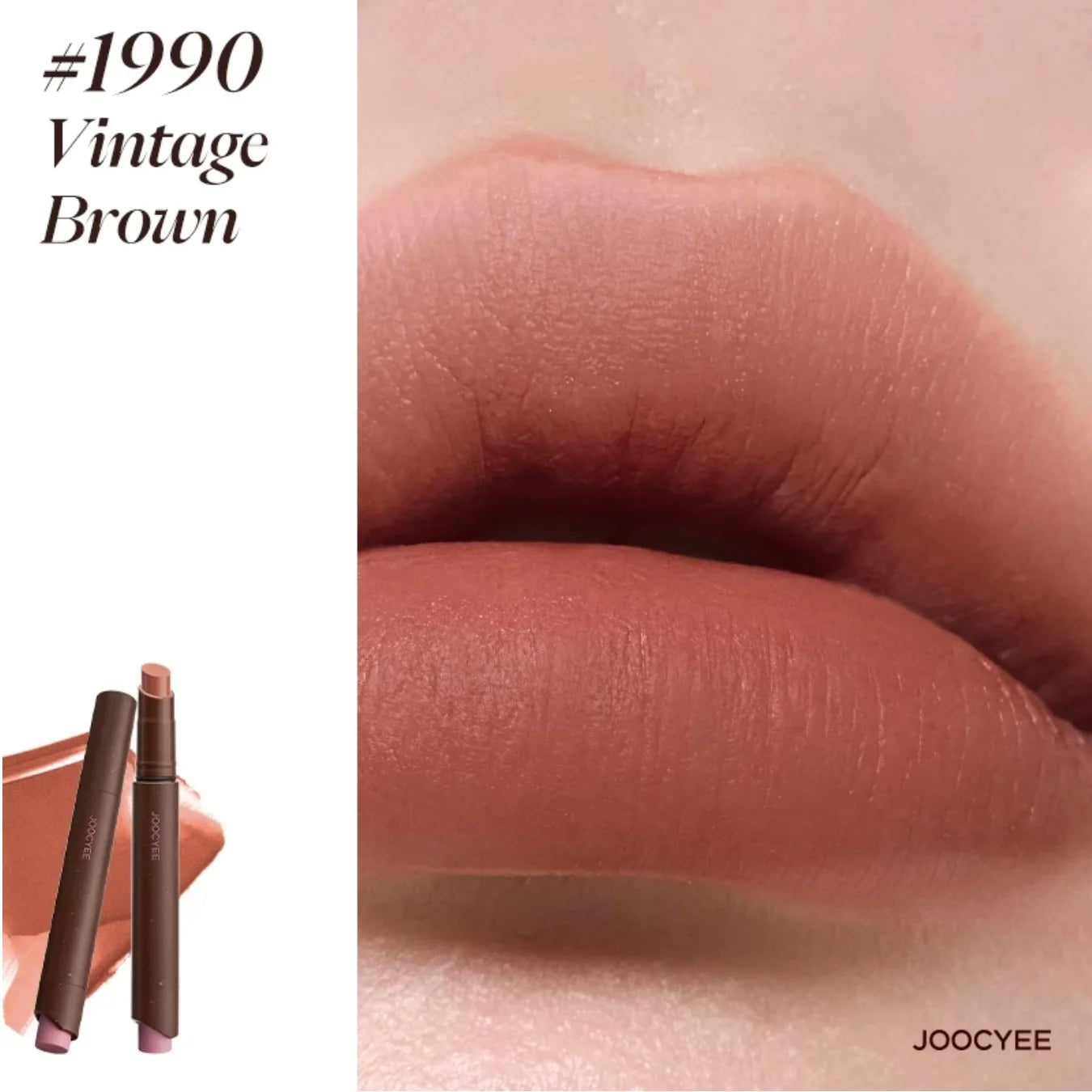 JOOCYEE Lipstick Velvet Matte Smooth Light Non-Stick Cup Non-Fading Low-Saturation Longlasting High-Coverage Lip Makeup 3g