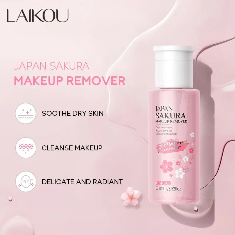 LAIKOU Portable Makeup Remover Lashes Cleansing Liquid Water Lip Eye Gentle Care Make-Up Travel Skin Remover Face Skincare 100ml