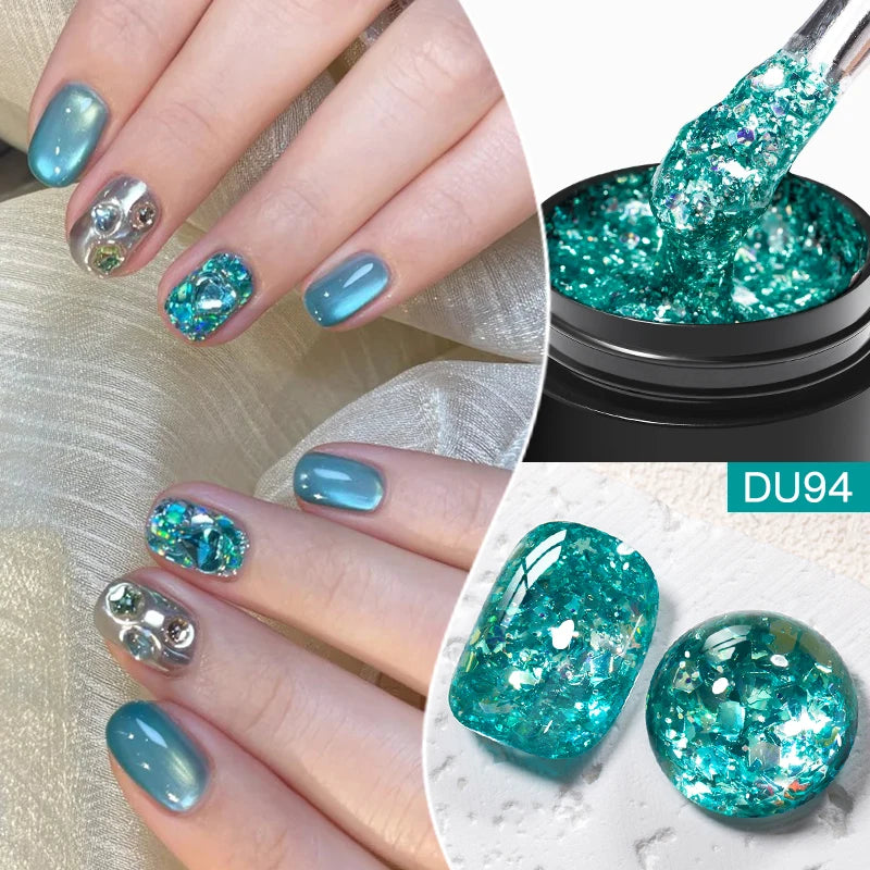 8ML Glitter Gel Nail Polish Shining Mineral Sequins Soak Off UV LED Nail Gel Semi Permanent Nail Art Supplies for Manicure