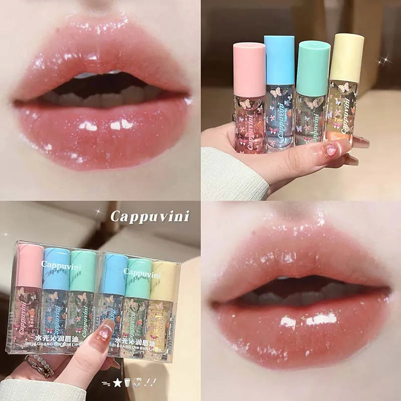 1/3pcs Moisturizing Jelly Mirror Water Lip Gloss Set Lasting Transparent Hydrating Plumping Clear Lip Oil Korean Makeup Lip Care