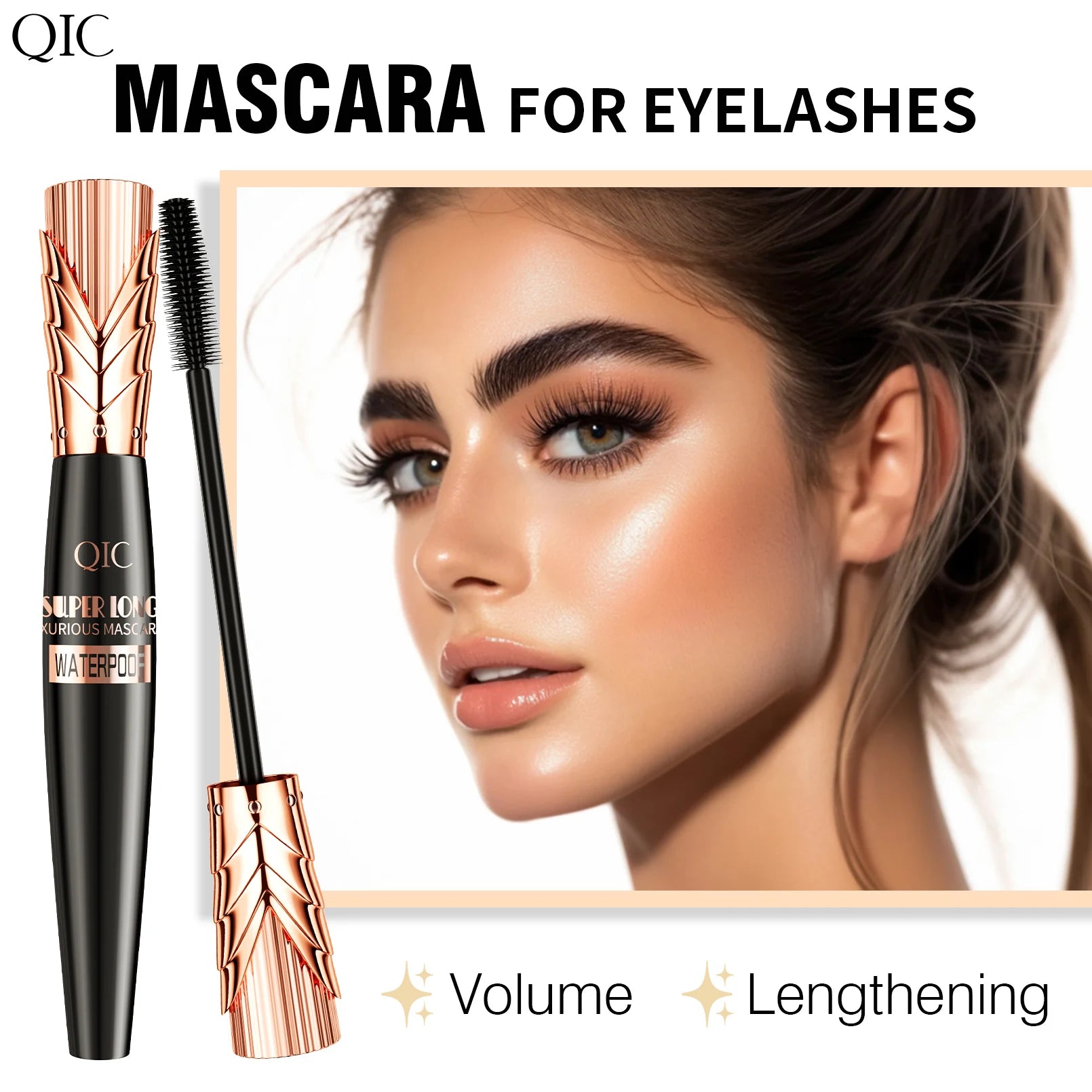 5D Black Waterproof Mascara Lengthens Eyelashes Extension Thick Silk Fiber Mascara Female Makeup Eye Cosmetics Tools for Gifts