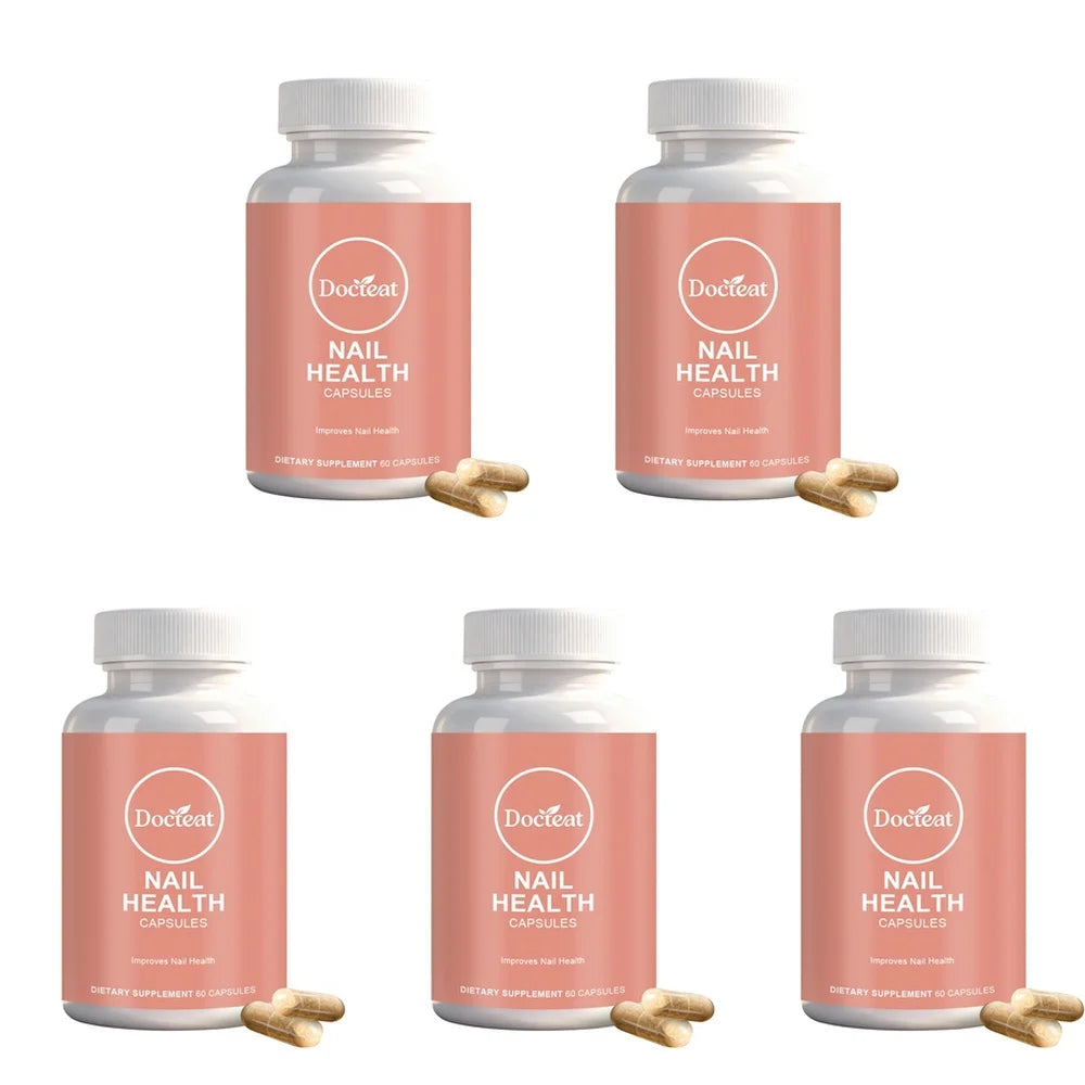 Docteat Nail Health Capsules with Biotin Zinc Vitamin C D3 E Supports Nail Skin Hair and Collagen 60 Capsules Dietary Supplement