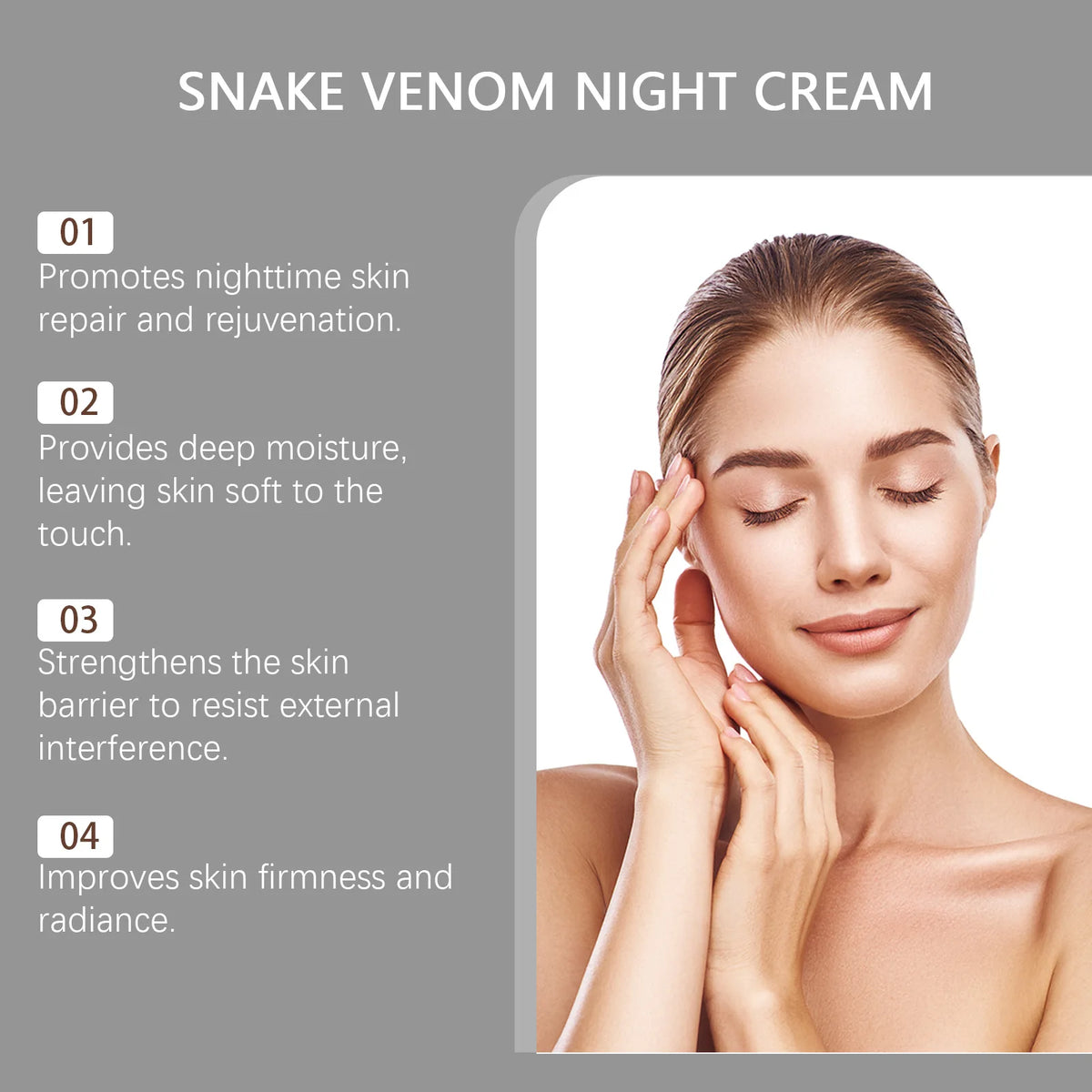 Hanchobit Snake Venom Cream Reduce Fine Lines and Wrinkles Remover Anti-Aging Lifting Facial Moisturizer Korean Night Cream 50ml