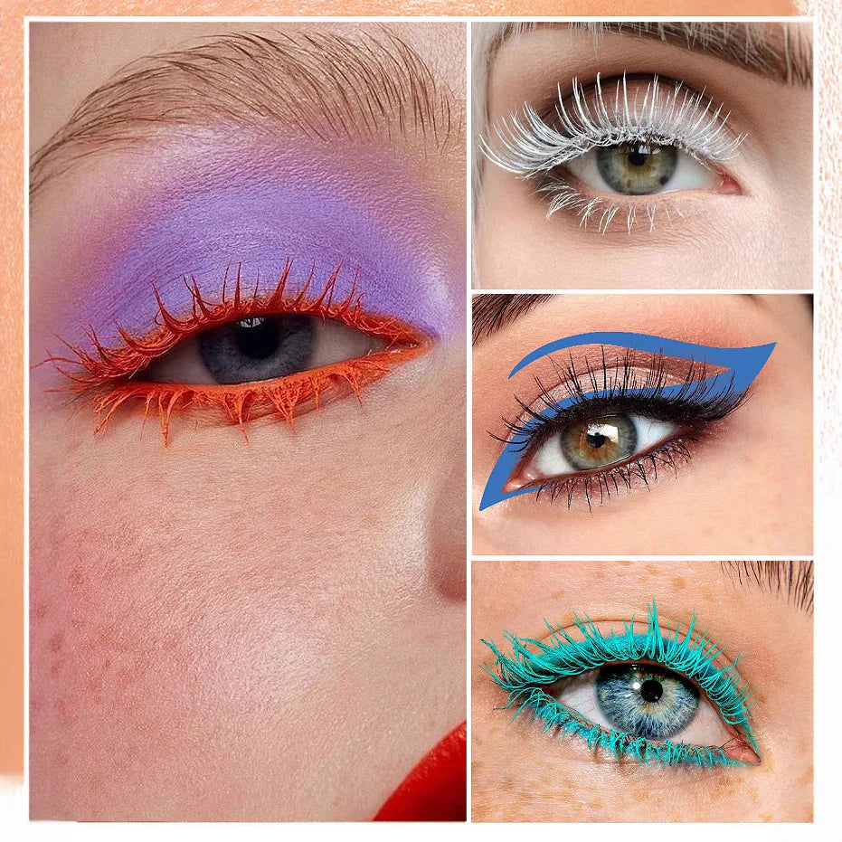 Colorful Curling Mascara Fine Brush Lengthens Eyelashes Thick Waterproof Blue Mascara Natural Eyelash Green Halloween Eye Makeup