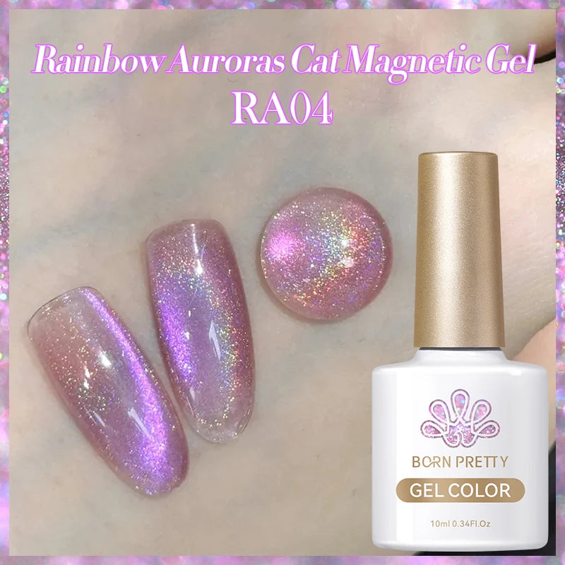 BORN PRETTY 10ml Rose Gold Cat Magnetic Gel Polish Pink Orange Soak Off UV LED Varnis Semi Permanent for Nail Art Design at Home